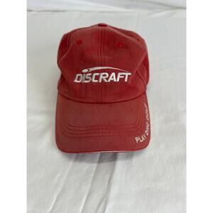 Discraft Disc Golf Hat baseball style cap red distressed cotton discontinued